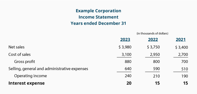 Income statement interest expense